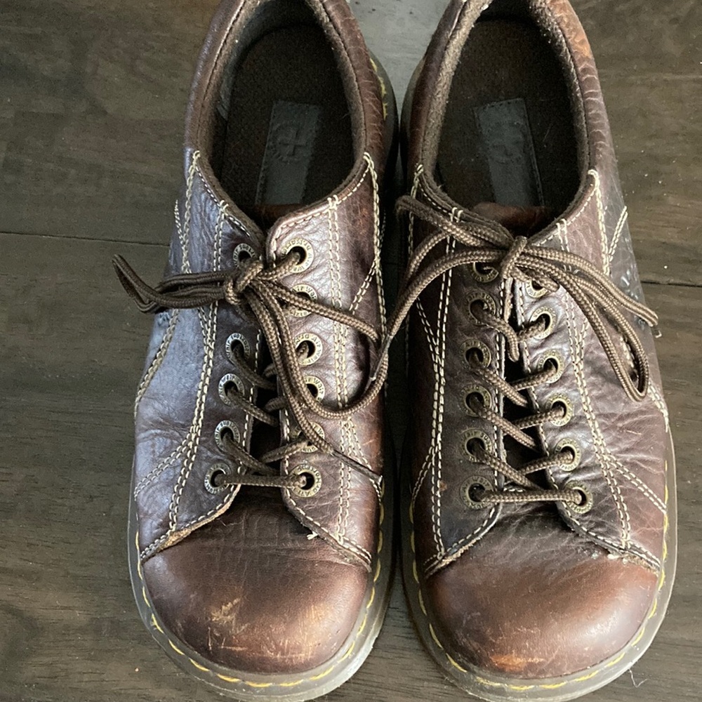 Dr. Martens Vintage 90’s Floral Daisy Brown Leather 12283 Y2K Platform Oxfords